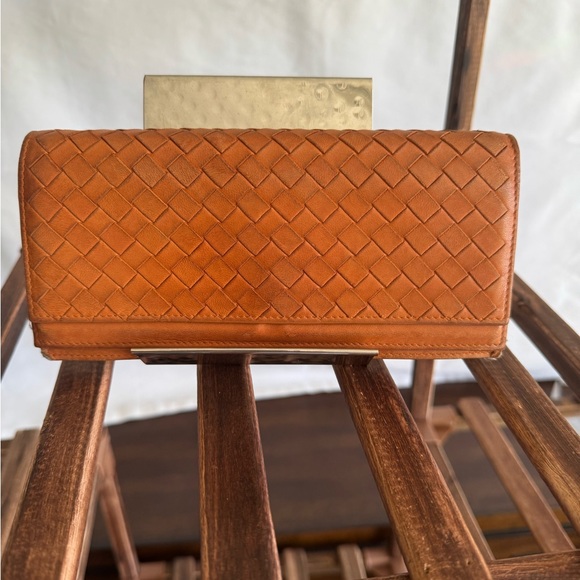 **SOLD** Bottega Veneta Woven Leather Double Flap Long Wallet - Picture 1 of 10
